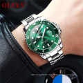 OLEVS 5885 Men Watch Luxury Brand Auto Date Sport  Green Dial Quartz Waterproof Luminous Stainless Steel Wristwatch Mesh Swim